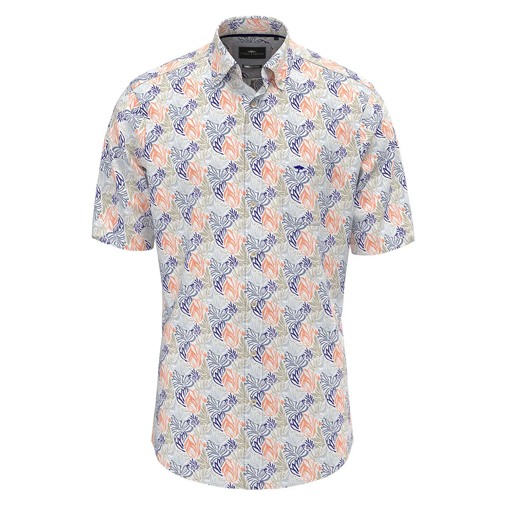 

Рубашка с коротким рукавом Fynch Hatton Multicolor Slub Print, серый
