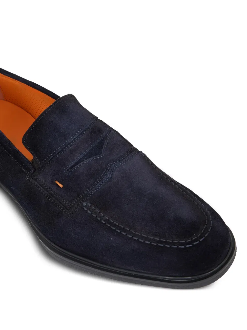 Лоферы на массивном каблуке из замши Santoni, синий — фото 4