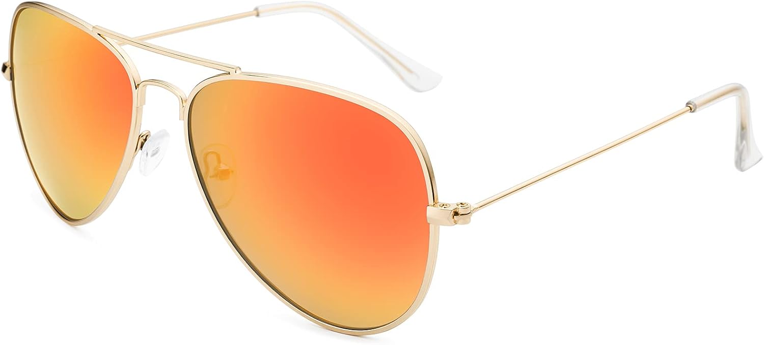 

Солнцезащитные очки Livho для мужчин и женщин, авиаторские, поляризованные, с металлическими зеркальными линзами, защита от УФ-излучения UV 400 (золотисто-оранжевые), Gold Orange