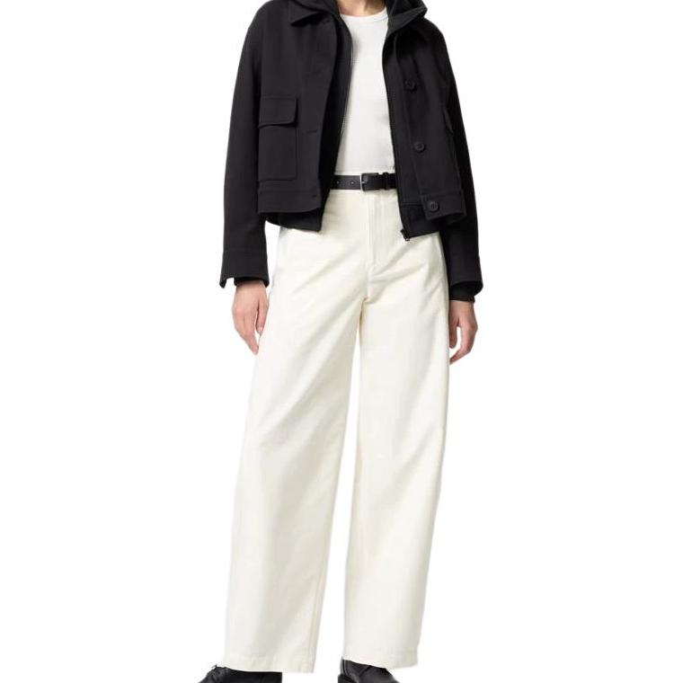 

Женские повседневные брюки средней ширины Uniqlo, айвори