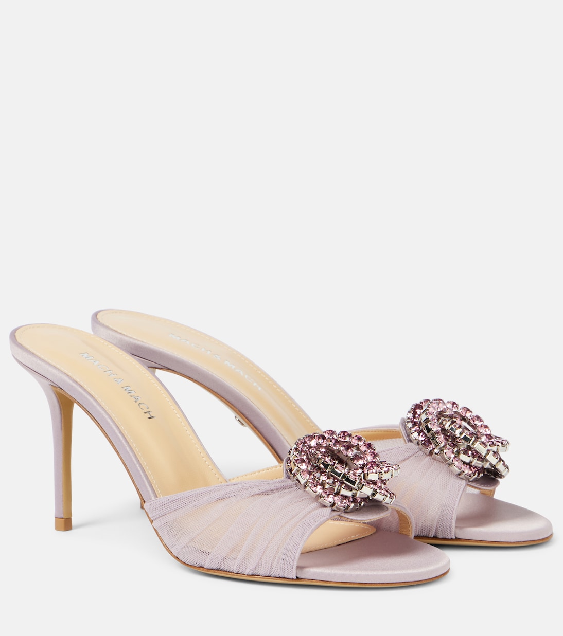 Мюли из тюля с декором Galaxy 85 Mach & Mach, Dusty Pink