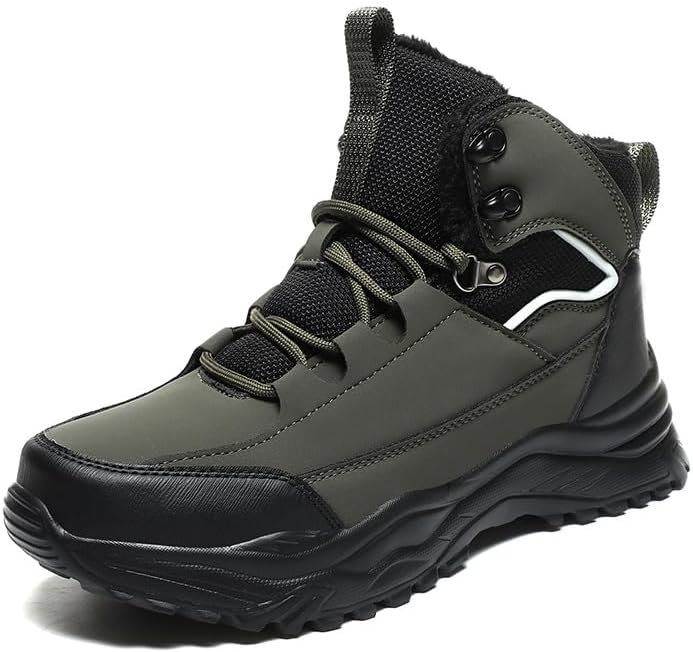 

Зимние мужские ботинки для пеших прогулок, водонепроницаемые, утепленные мехом, противоскользящие, на щиколотку, повседневные кроссовки, легкие походные и туристические ботинки Qacksv, зеленый