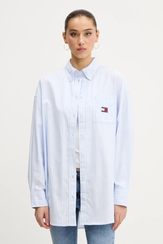 

Хлопковая рубашка Tommy Jeans, синий