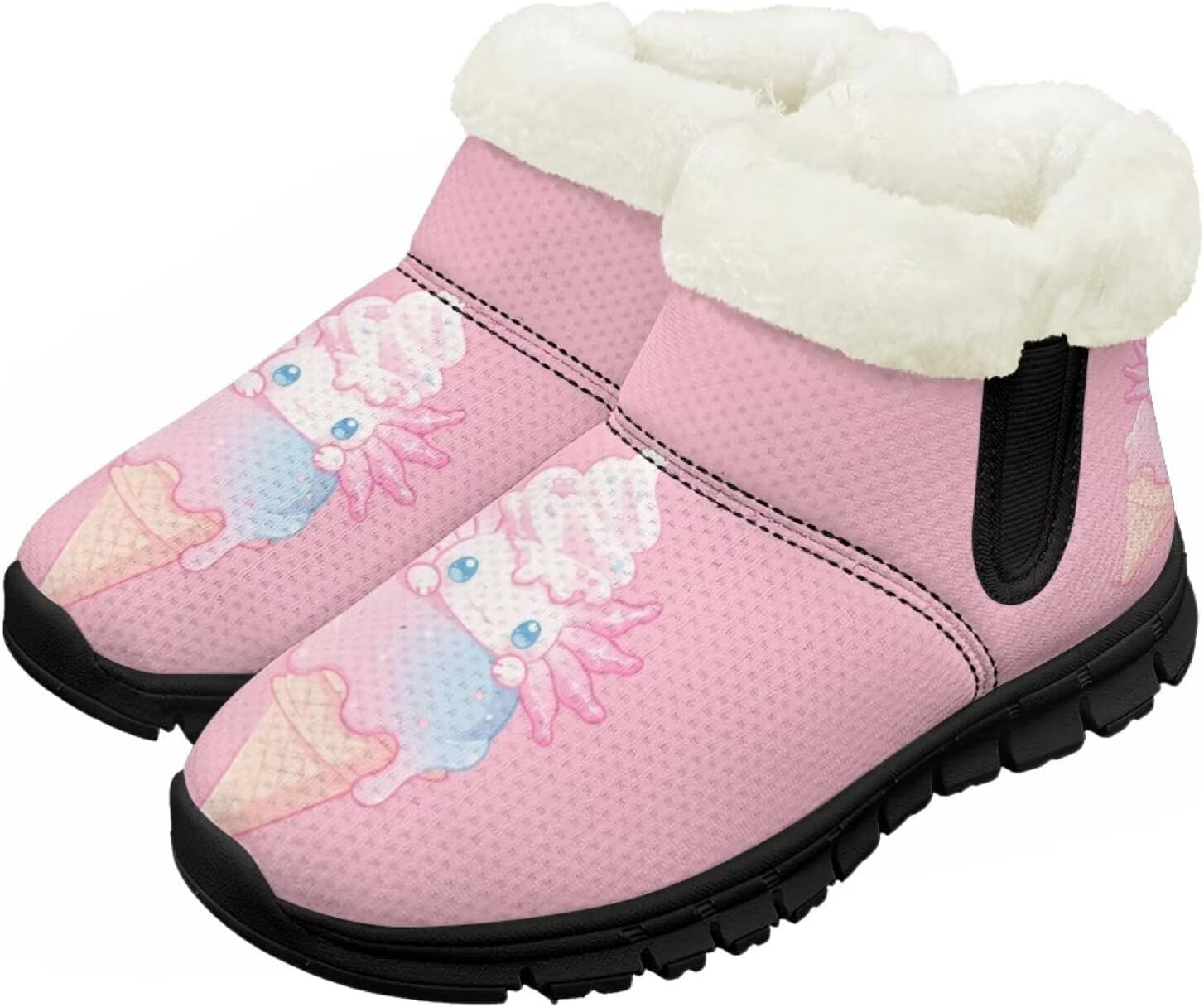 

Большие и маленькие детские зимние сапоги с меховой подкладкой для девочек, пушистые сапоги, нескользящие уютные зимние ботинки для улицы Pointodoor, Axolotl Ice Cream