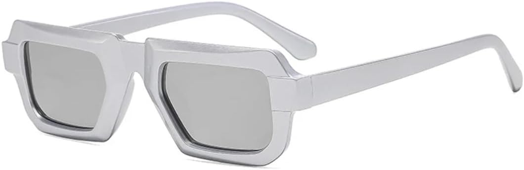 

Винтажные женские солнцезащитные очки в маленькой квадратной оправе, роскошные мужские очки в стиле панк для вождения, путешествий и отдыха на природе, защита от УФ-излучения UV400 TVTBBVV, Silver Silver