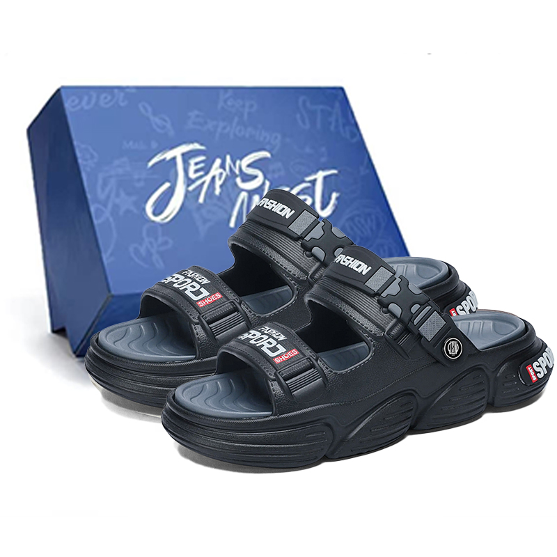 

JEANSWEST Пляжные сандалии мужские синие черно-серые, цвет Black Gray