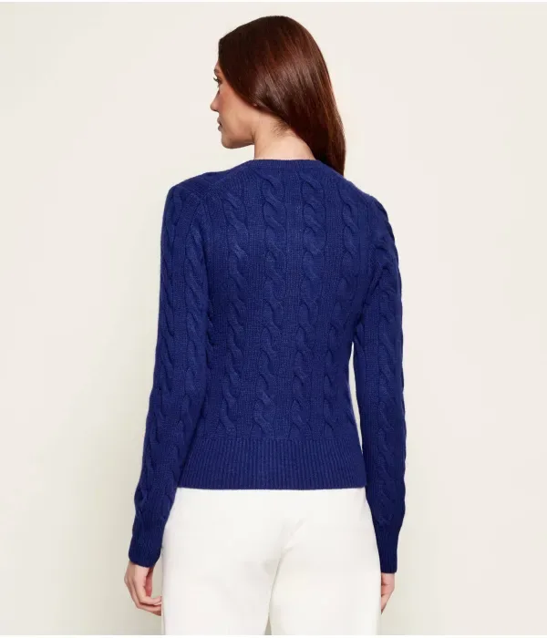 Шерстяной кардиган slim fit Polo Ralph Lauren, васильковый — фото 3
