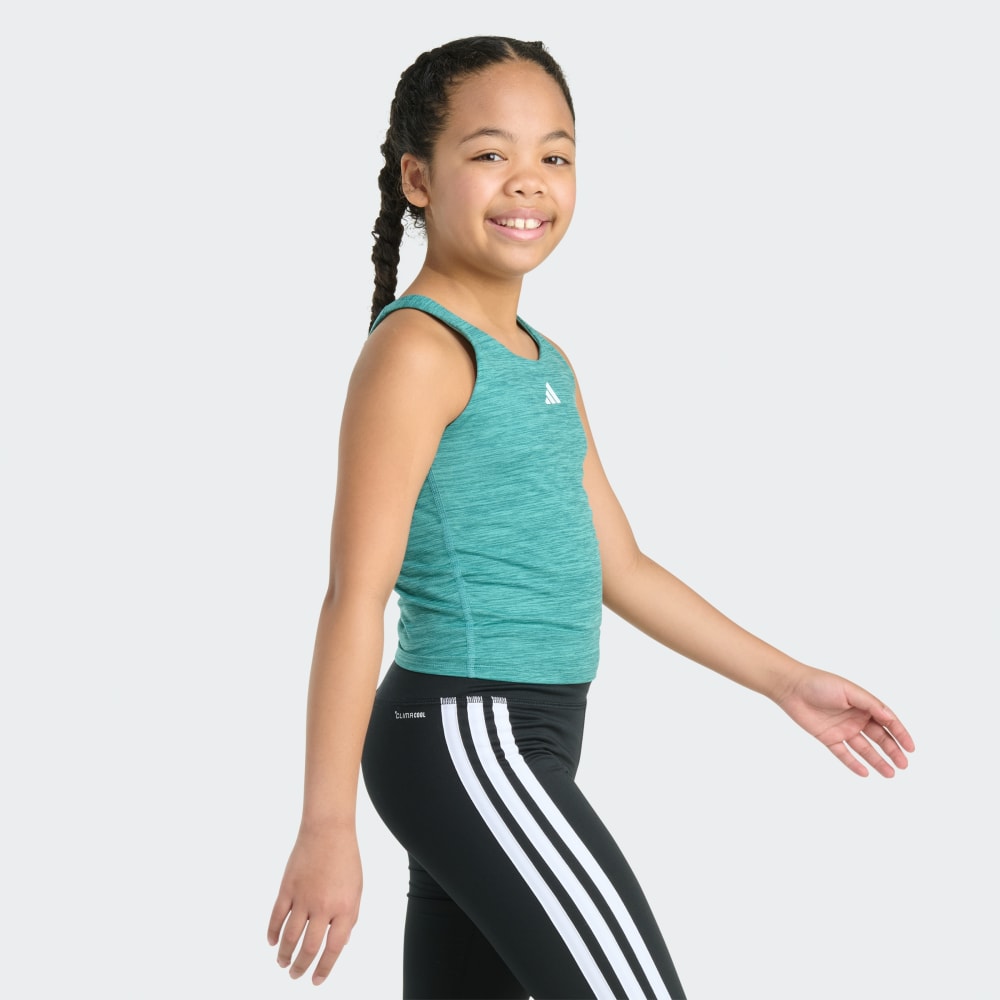 Спортивный топ Adidas Sleeveless Mélange Training Tank, цвет Traditional Teal — фото 4