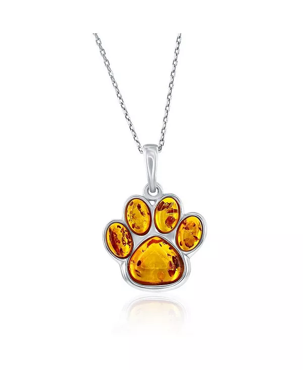 

Подвеска из стерлингового серебра с отпечатком лапы из янтаря Caribbean Treasures, amber