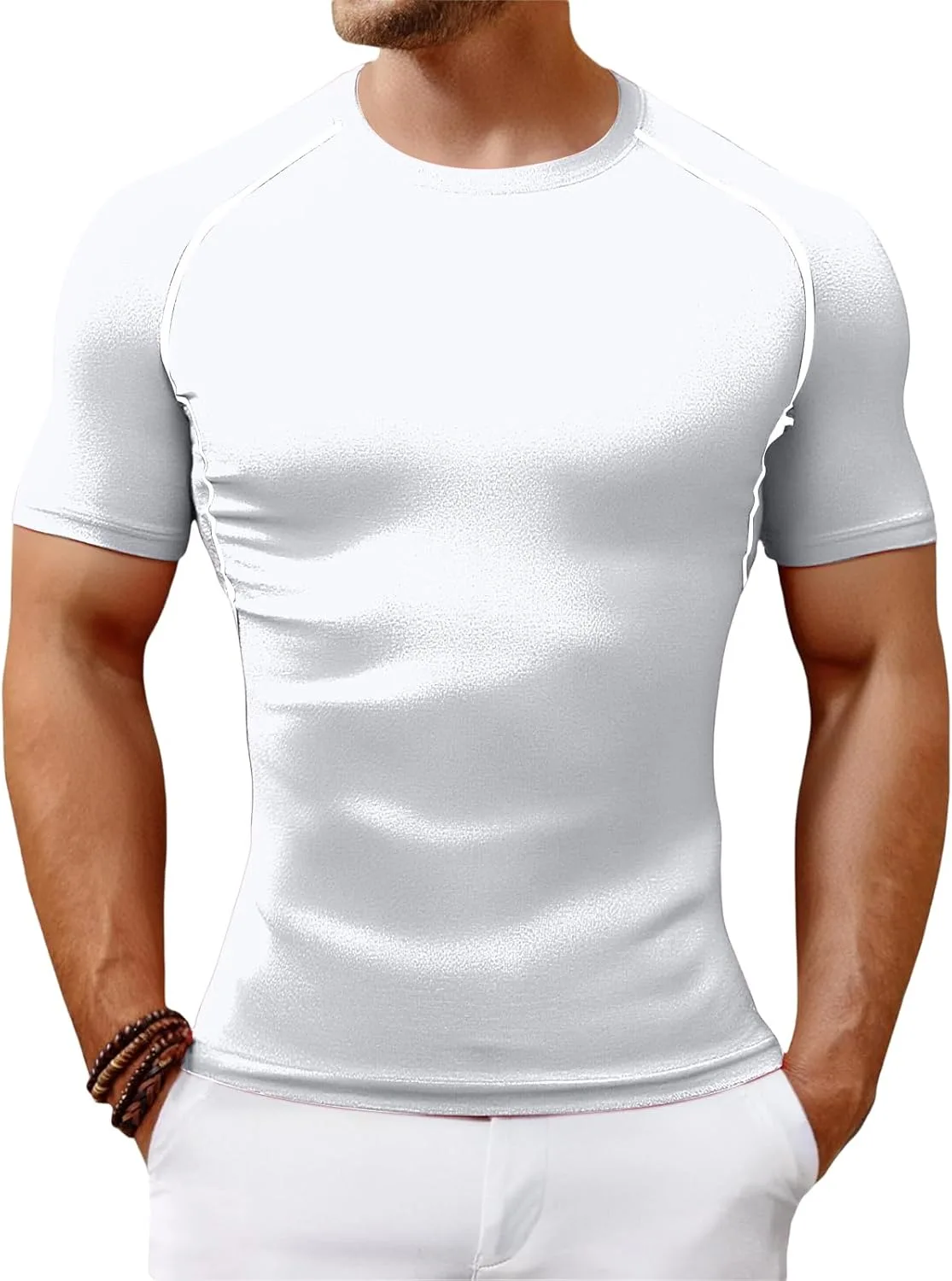 

Мужская компрессионная футболка с коротким рукавом slim fit для спорта Thatrich