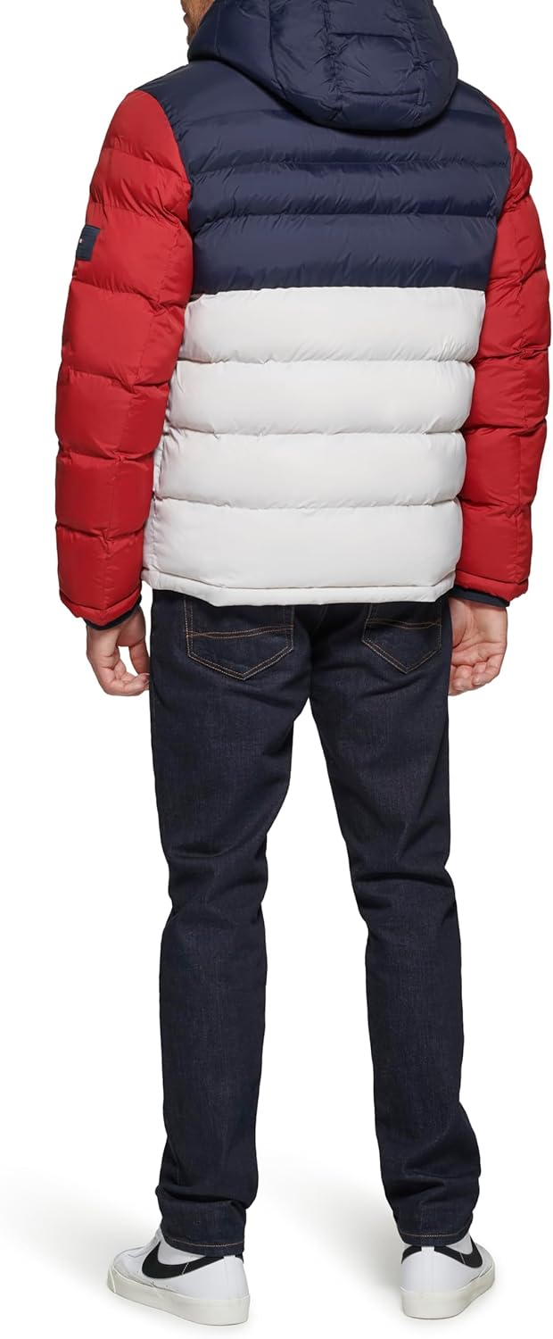 Мужская стеганая куртка с капюшоном Tommy Hilfiger (стандартная и для больших и высоких), Navy/Red/Ice — фото 3