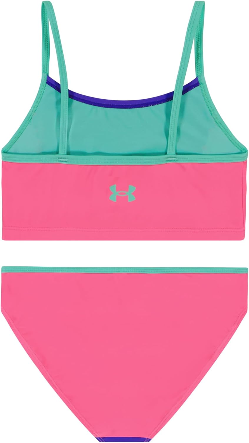 Under Armour Girls Girls' Two-Piece Bikini Set, Aero Pink - Piping — фото 2