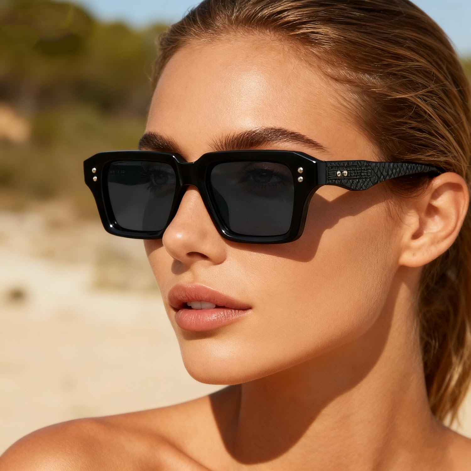 

bullabulling Модные толстые квадратные солнцезащитные очки в стиле 90-х для мужчин и женщин, ретро-очки прямоугольной формы, защита от УФ-излучения UV400, Leopard Blue