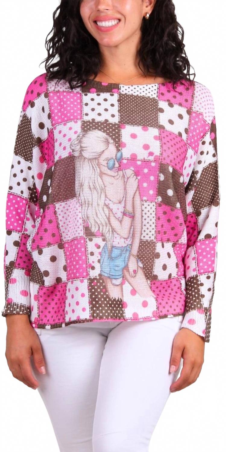 

Дарья Чекер свитер с крылом летучей мыши в ярко-розовом GIGI MODA