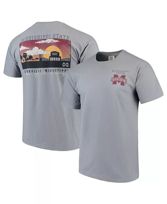 

Мужская серая футболка Mississippi State Bulldogs Comfort Colors Campus Scenery Image One