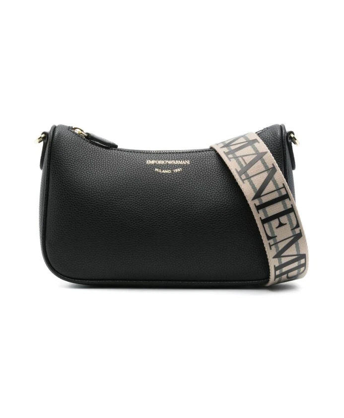 

Черная сумка через плечо с застежкой-молнией сверху. Emporio Armani, черный