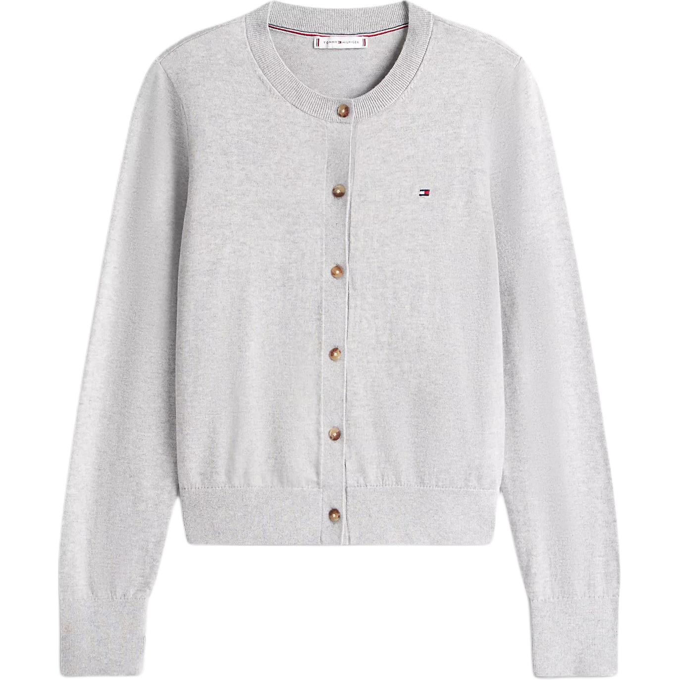 

Tommy Hilfiger Свитер Women's Light Gray Mixed Color Crew Neck Moderate Cardigan