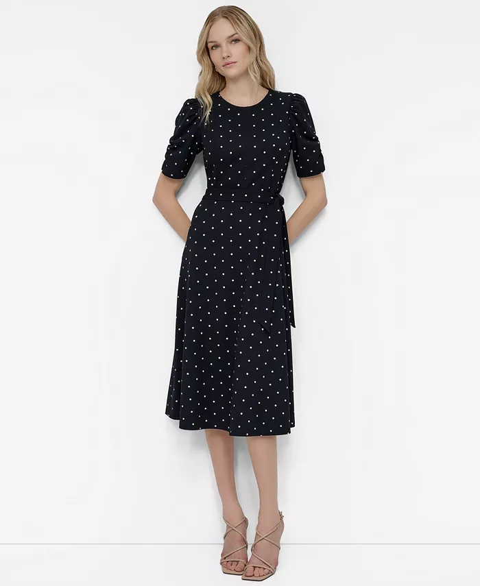 

Платье миди в горошек DKNY, синий