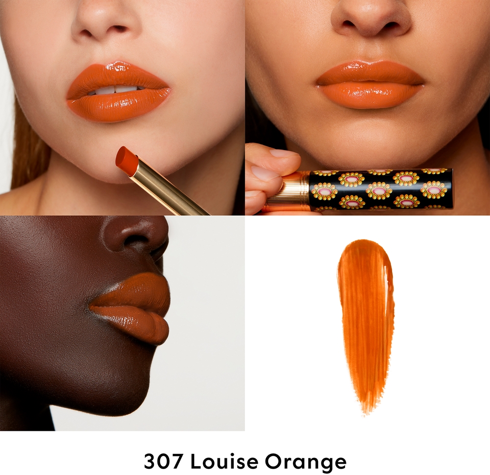 Gucci Beauty Rouge de Beauté блестящая увлажняющая помада Gucci, atspalvis 307 louise orange 1,8 гр — фото 4