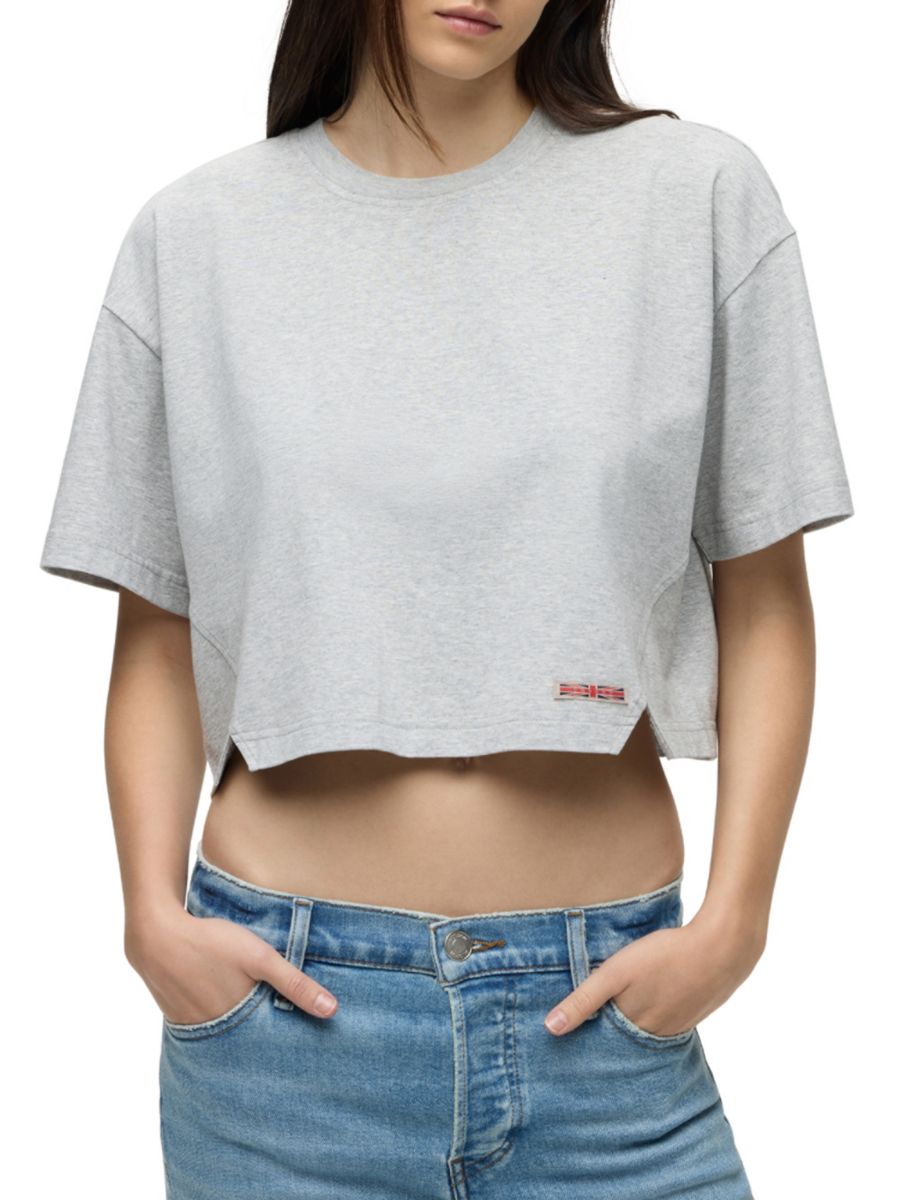

Укороченная футболка с логотипом Hudson Jeans, цвет Heather Grey