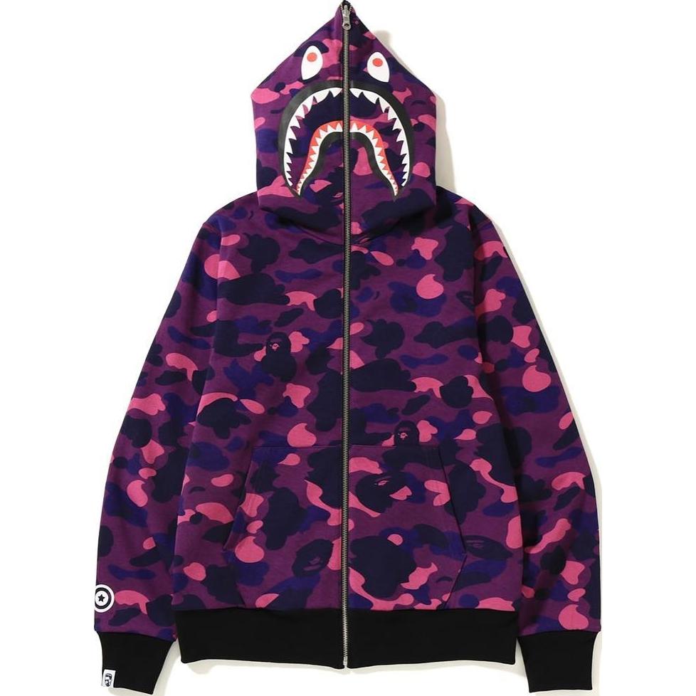 

Bape Color Camo Reversible Ponr Shark худи на молнии A BATHING APE, черный/фиолетовый