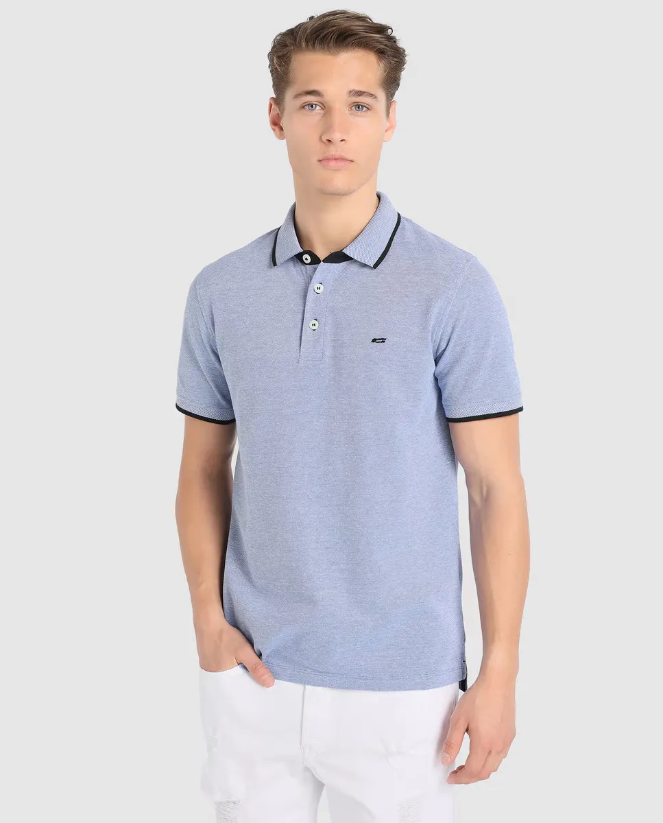 

Jack & Jones мужская синяя рубашка-поло с короткими рукавами