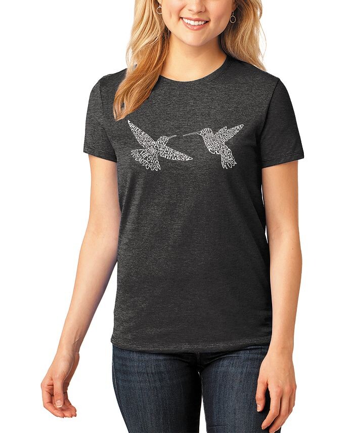 

Женская футболка Hummingbirds Premium Blend Word Art с короткими рукавами LA Pop Art, черный