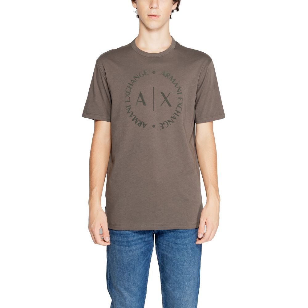

Коричневая хлопковая футболка Armani Exchange