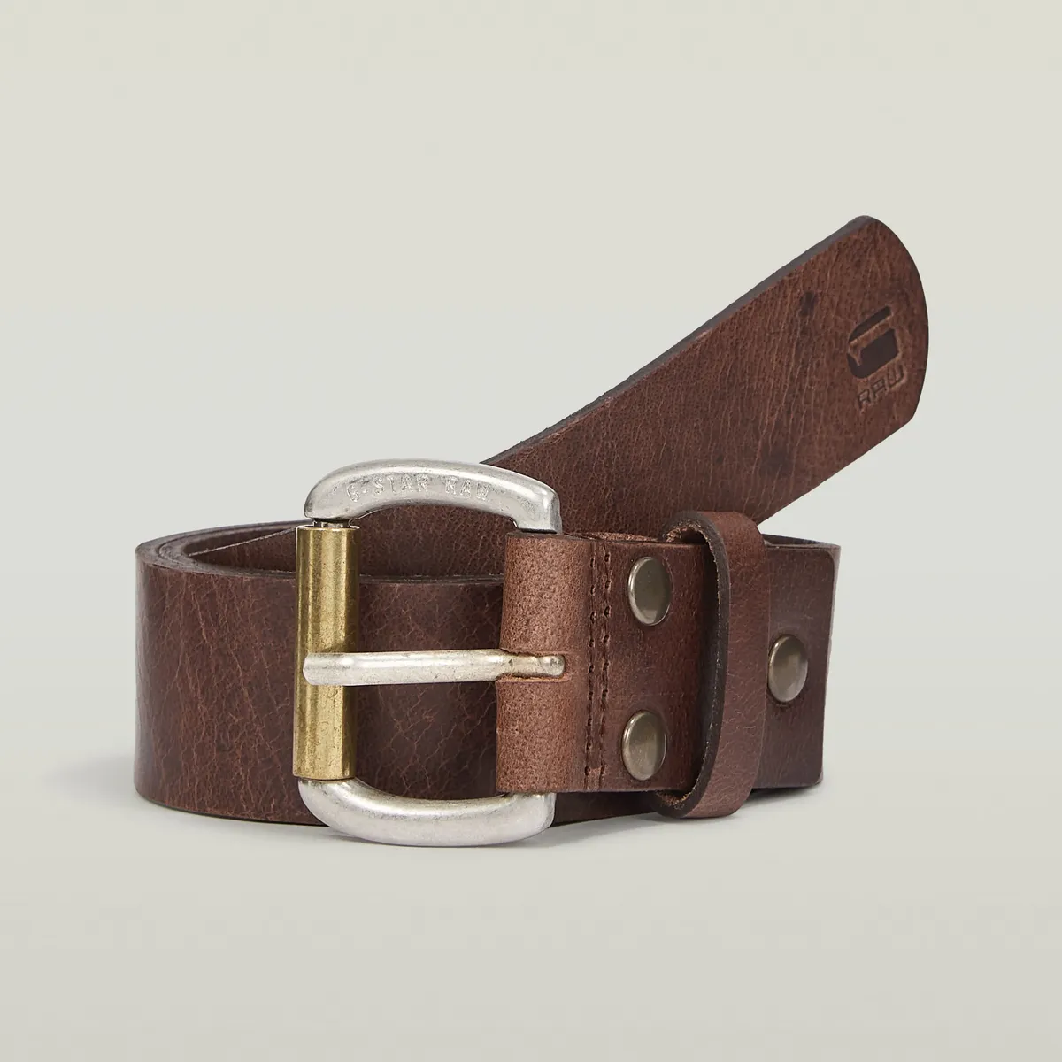 

Ремень G-Star RAW кожаный "Dast Belt", усиленный заклепками, коричневый