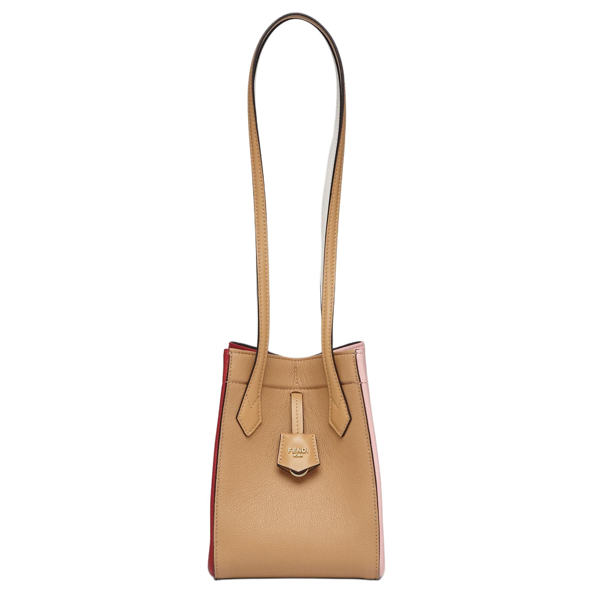 

FENDI Сумка-оригами из телячьей кожи, женская, красного, розового и светло-коричневого цветов