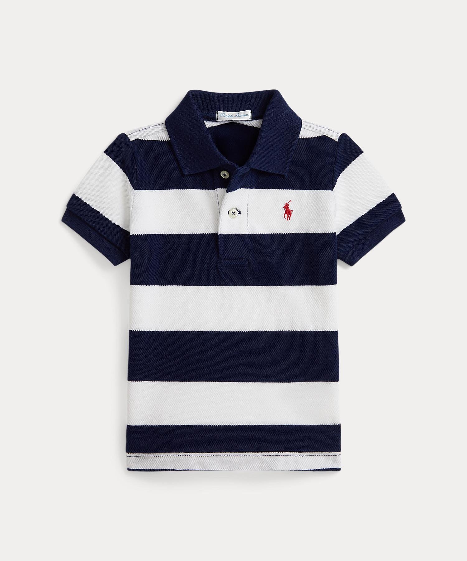 Детская полосатая хлопковая сетчатая рубашка-поло Polo Ralph Lauren, 410 Navy