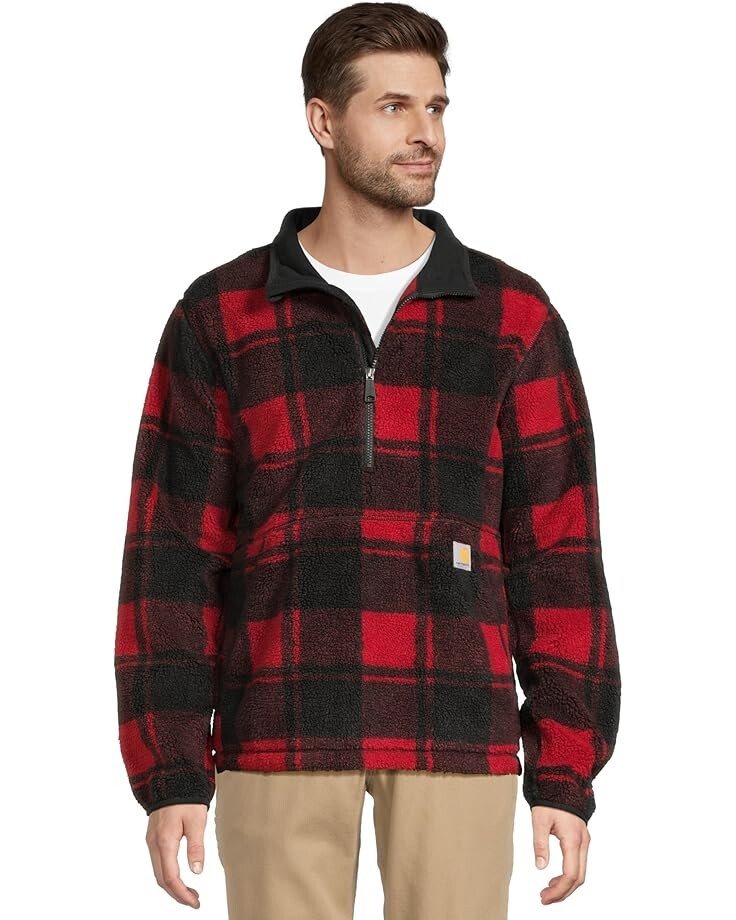 

Свитер Carhartt Loose Fit Fleece Pullover, цвет Crabapple/Black Plaid