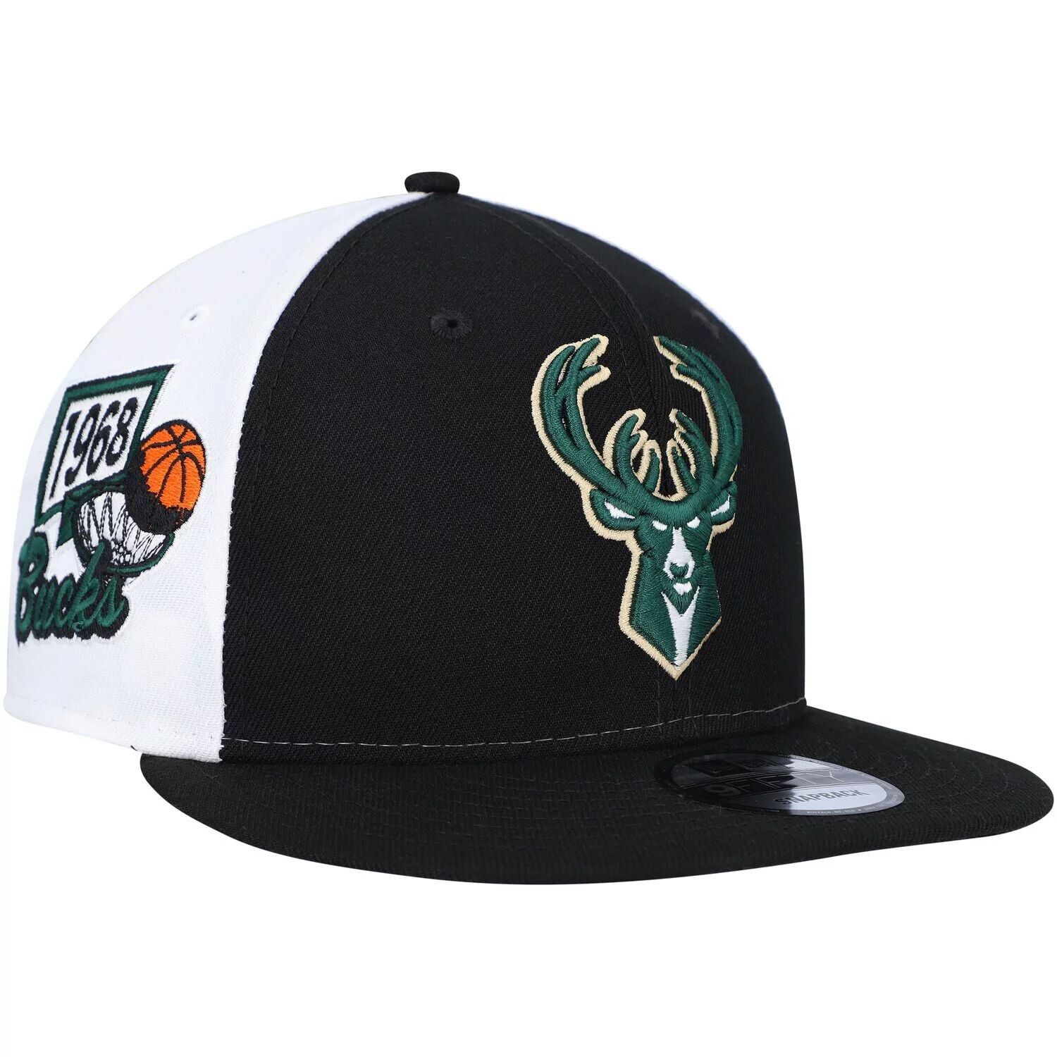 

Мужская черная кепка New Era Milwaukee Bucks Pop Panels 9FIFTY Snapback