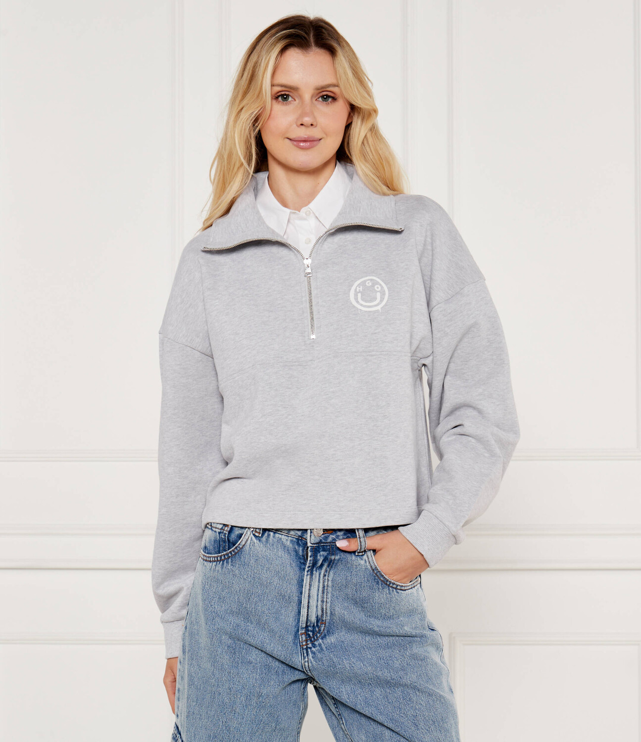 

Толстовка Hugo Blue DAHANNA Oversize fit, серый