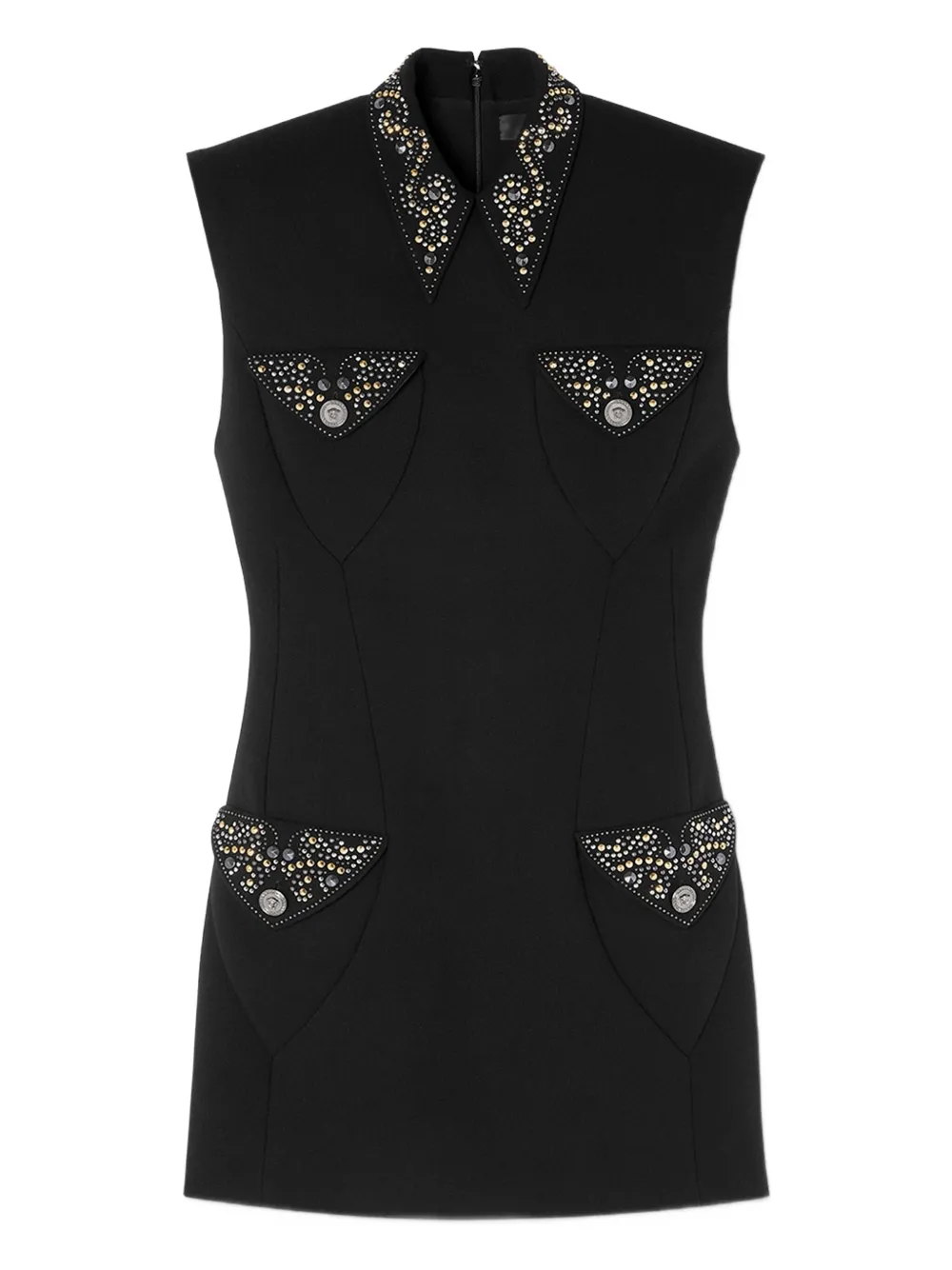 

Шерстяное платье мини VERSACE, черный