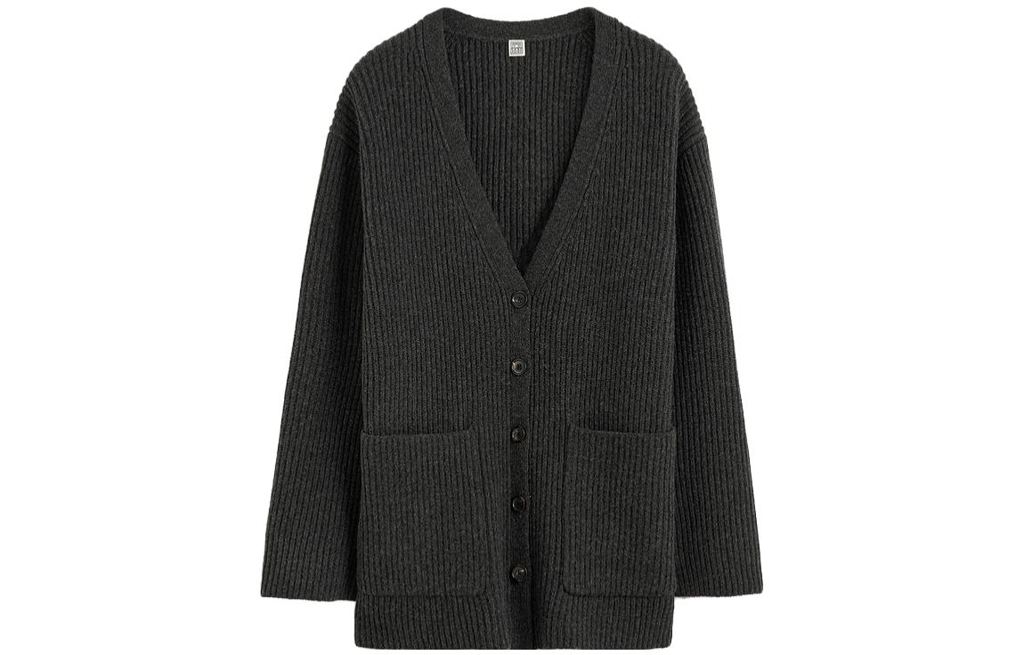 

Шерстяной кардиган с V-образным вырезом и меланжевым эффектом Toteme, Heather Gray