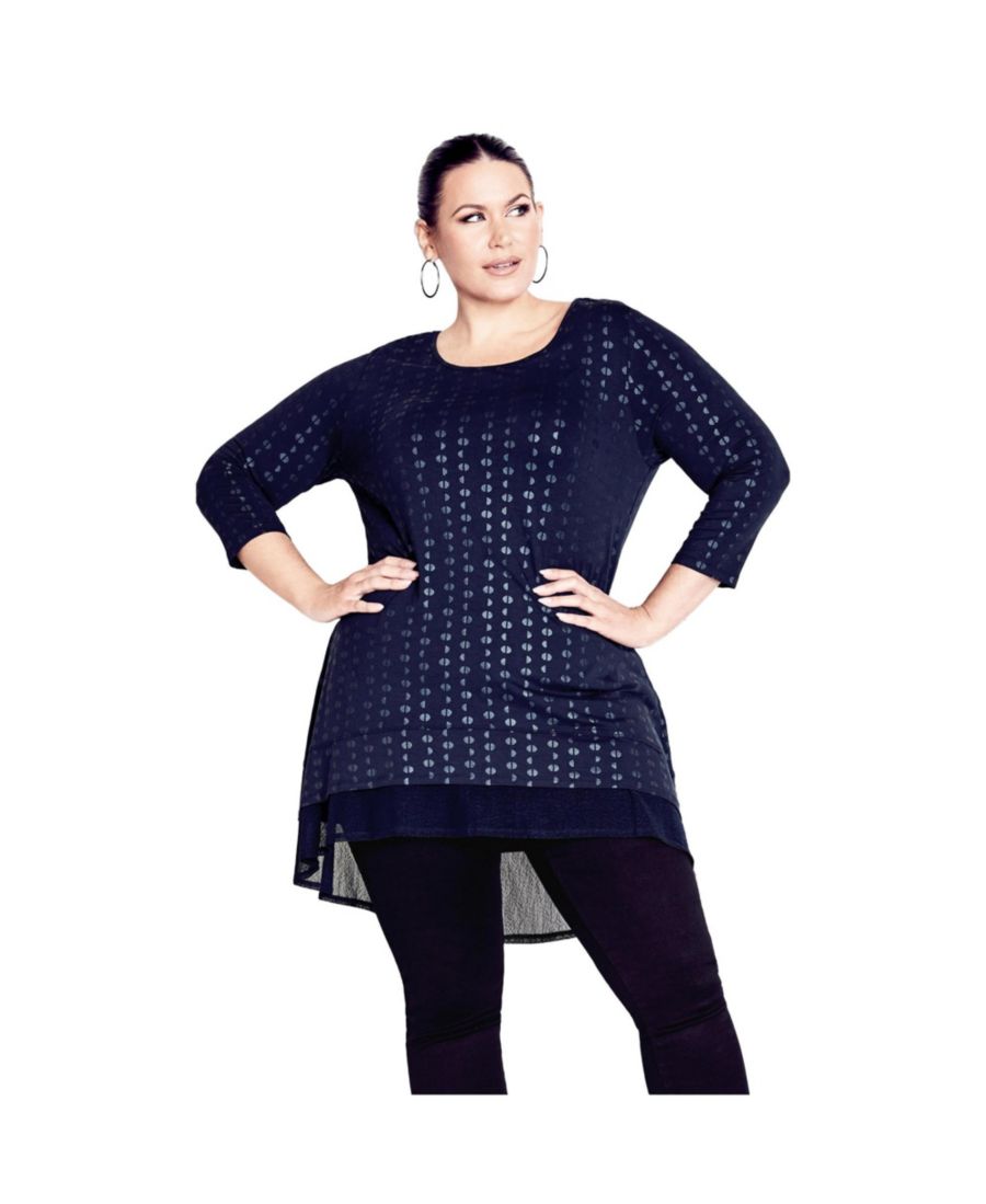 

Женские топы и футболки, туника с фольгированным принтом AVENUE, Navy