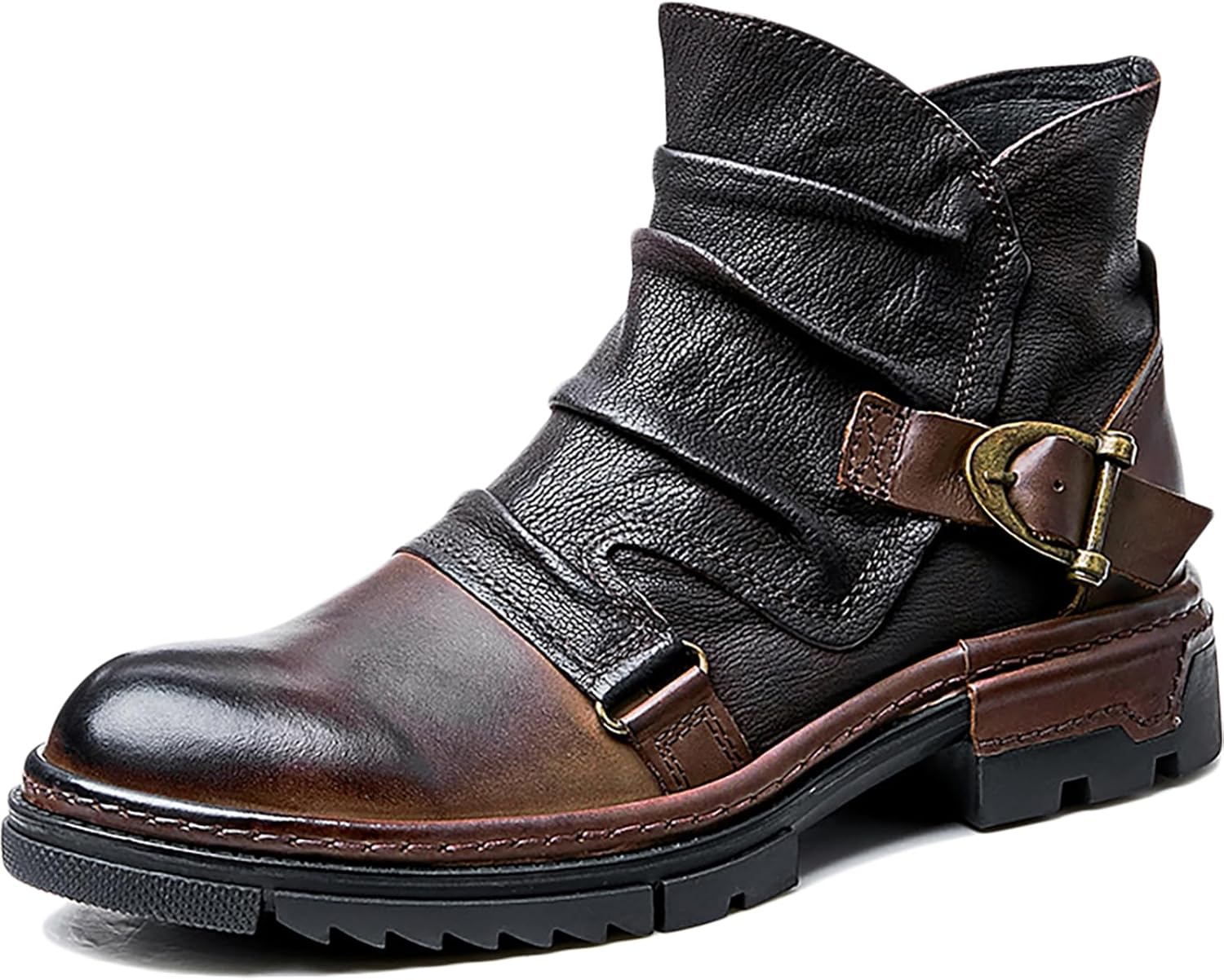 

Мужские ретро ботинки Челси из натуральной кожи, формальная рабочая обувь, деловые туфли, вестерн ковбойские мотоботинки, темно-коричневые, толстая подошва, размер 44 Qaxzesa