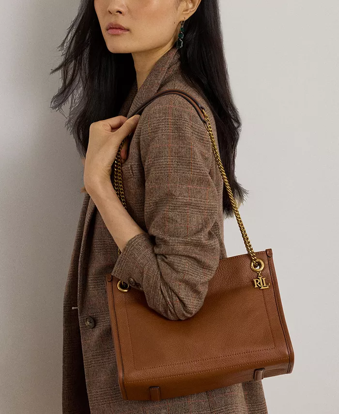 

Сумка-тоут Bradley Small из шагреневой кожи Lauren Ralph Lauren, коричневый