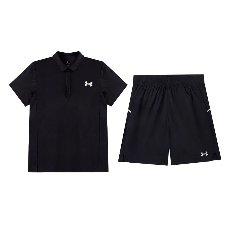 Спортивный костюм для подростков Under Armour черный верх + серые шорты — фото 3