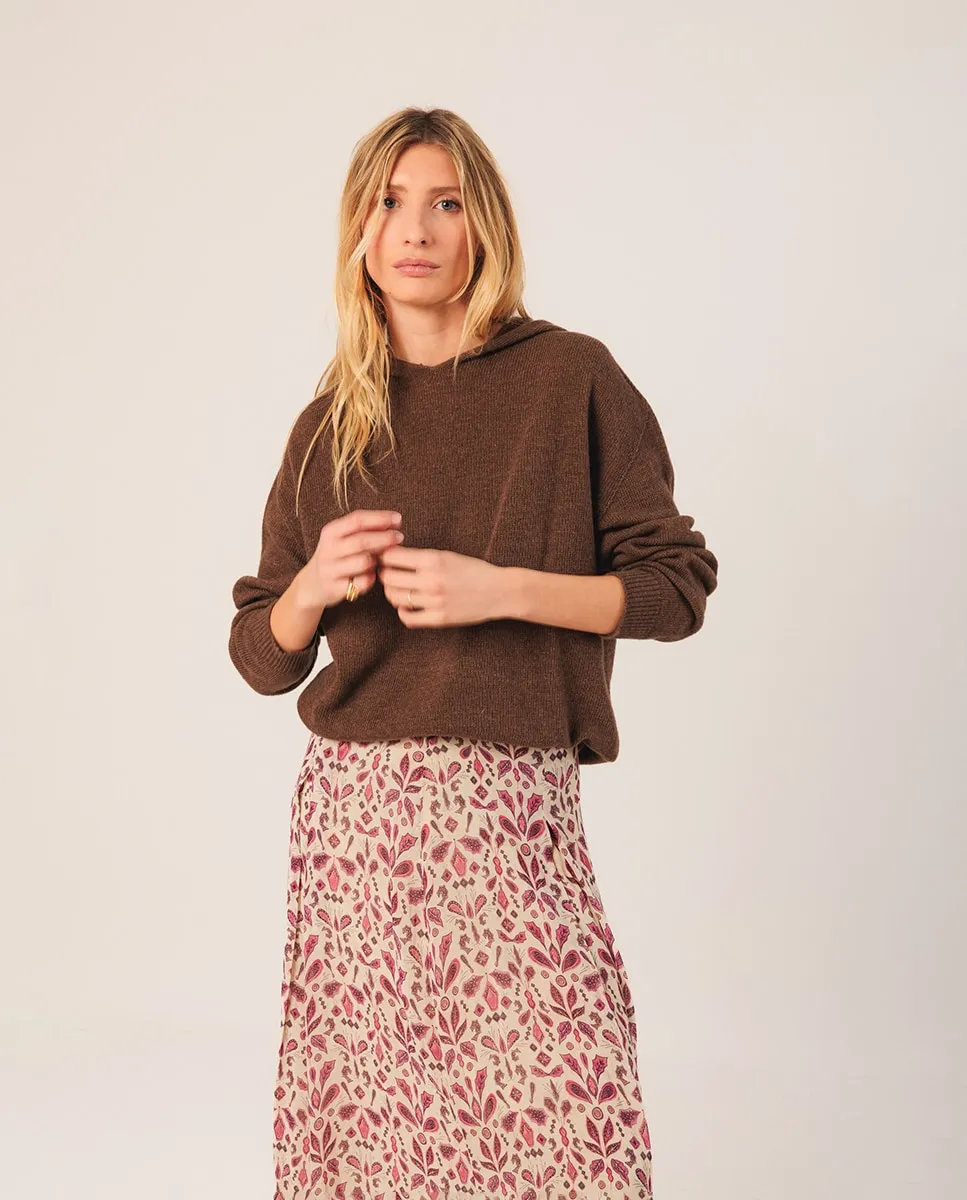 

Женский свитер с капюшоном и длинными рукавами Indi & Cold, серо-коричневый