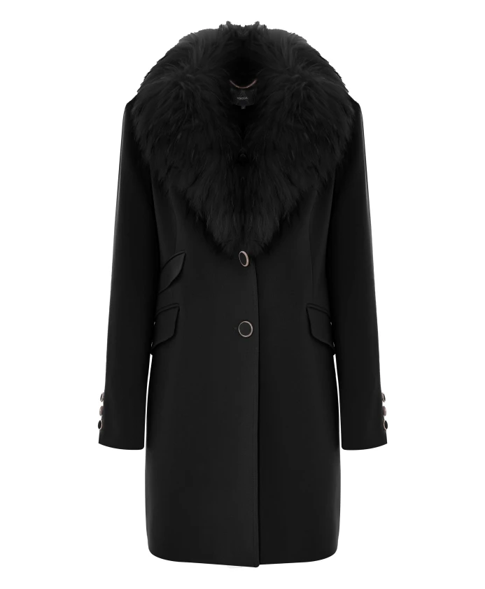 

Пальто с воротником и карманами из искусственного меха. Kocca, черный