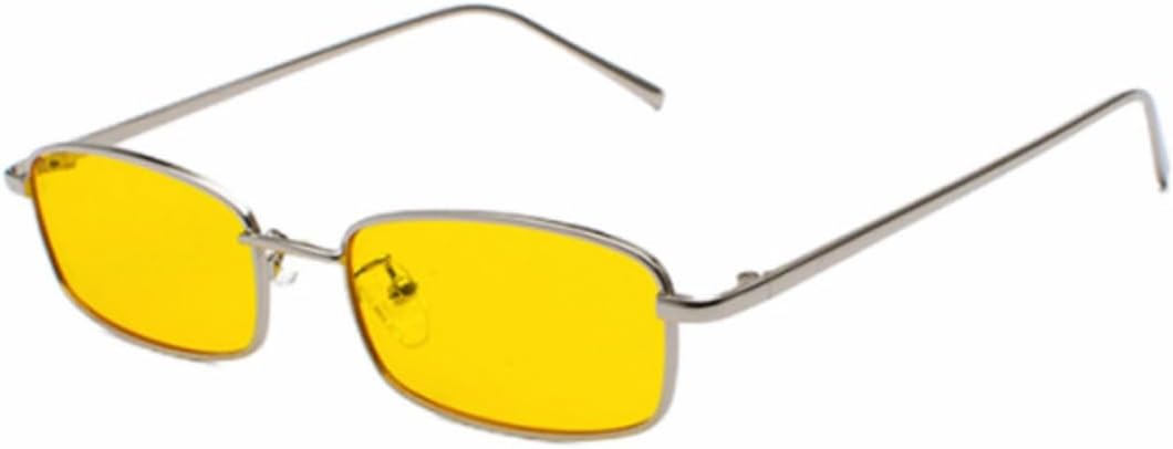 

Классические прямоугольные солнцезащитные очки в стиле ретро с тонкой металлической оправой, винтажные прямоугольные солнцезащитные очки конфетных цветов WDZAYXC, Yellow