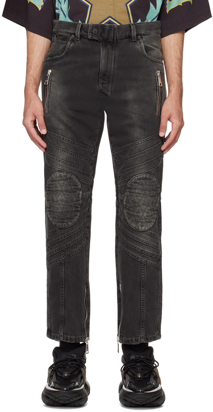 

Черные байкерские джинсы Balmain
