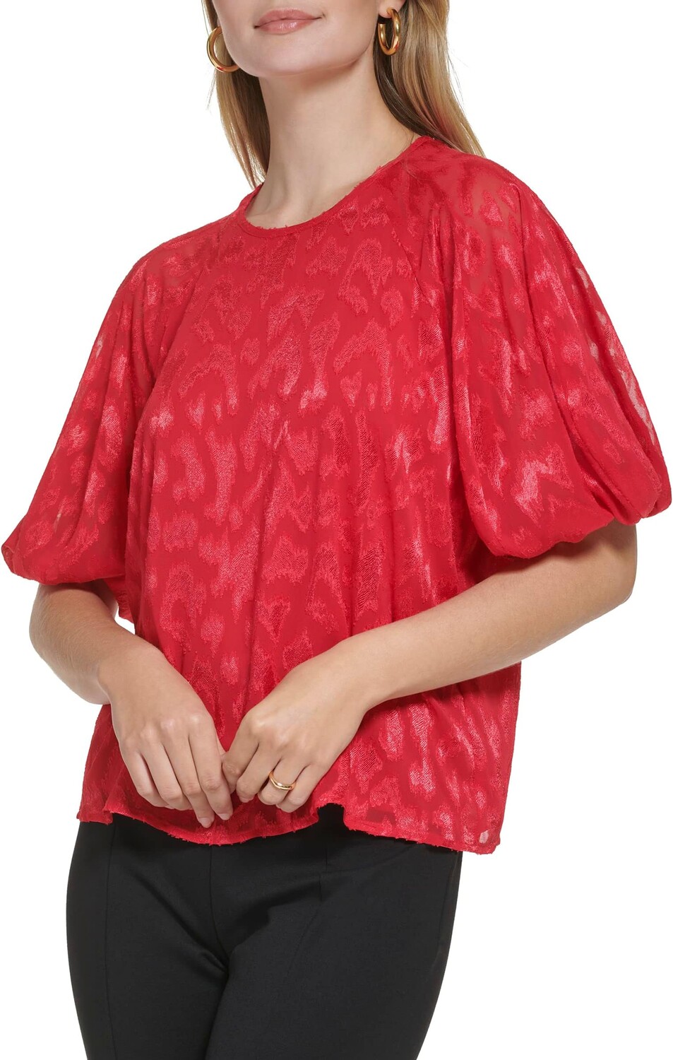 

Топ Calvin Klein Poof Shoulder Elbow Sleeve, цвет Rouge