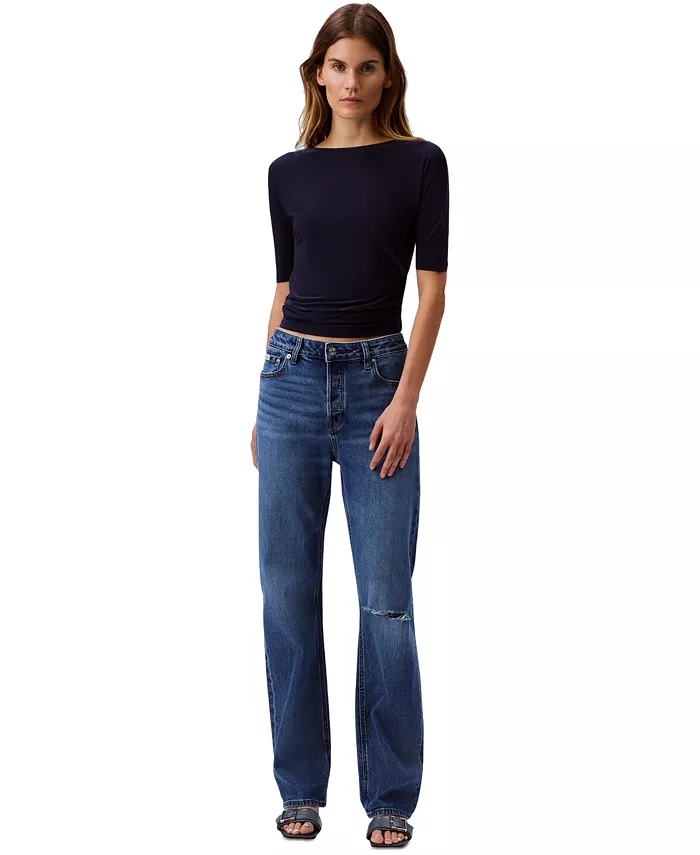 

Женские джинсы 90s Straight-Leg Stretch с прямыми штанинами Calvin Klein Jeans, синий