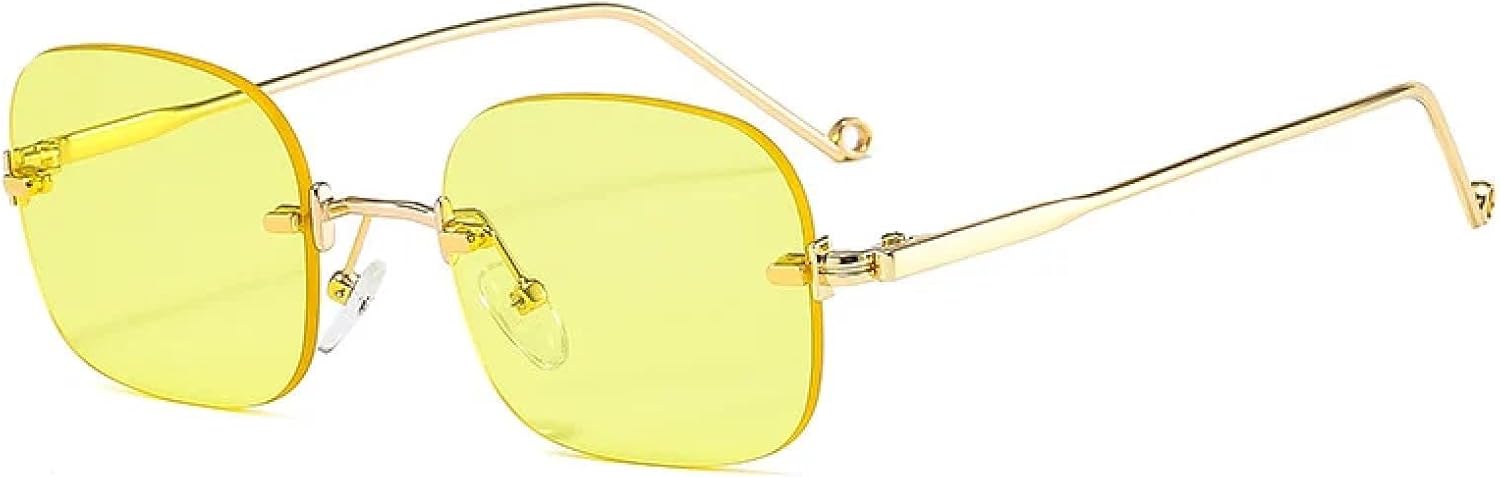 

Солнцезащитные очки с защитой от УФ-излучения UV400 | Маленькие безободковые панк-очки с синими прозрачными линзами | Для женщин и мужчин, для занятий спортом на открытом воздухе и вождения DSVIGF, C7gold-yellow