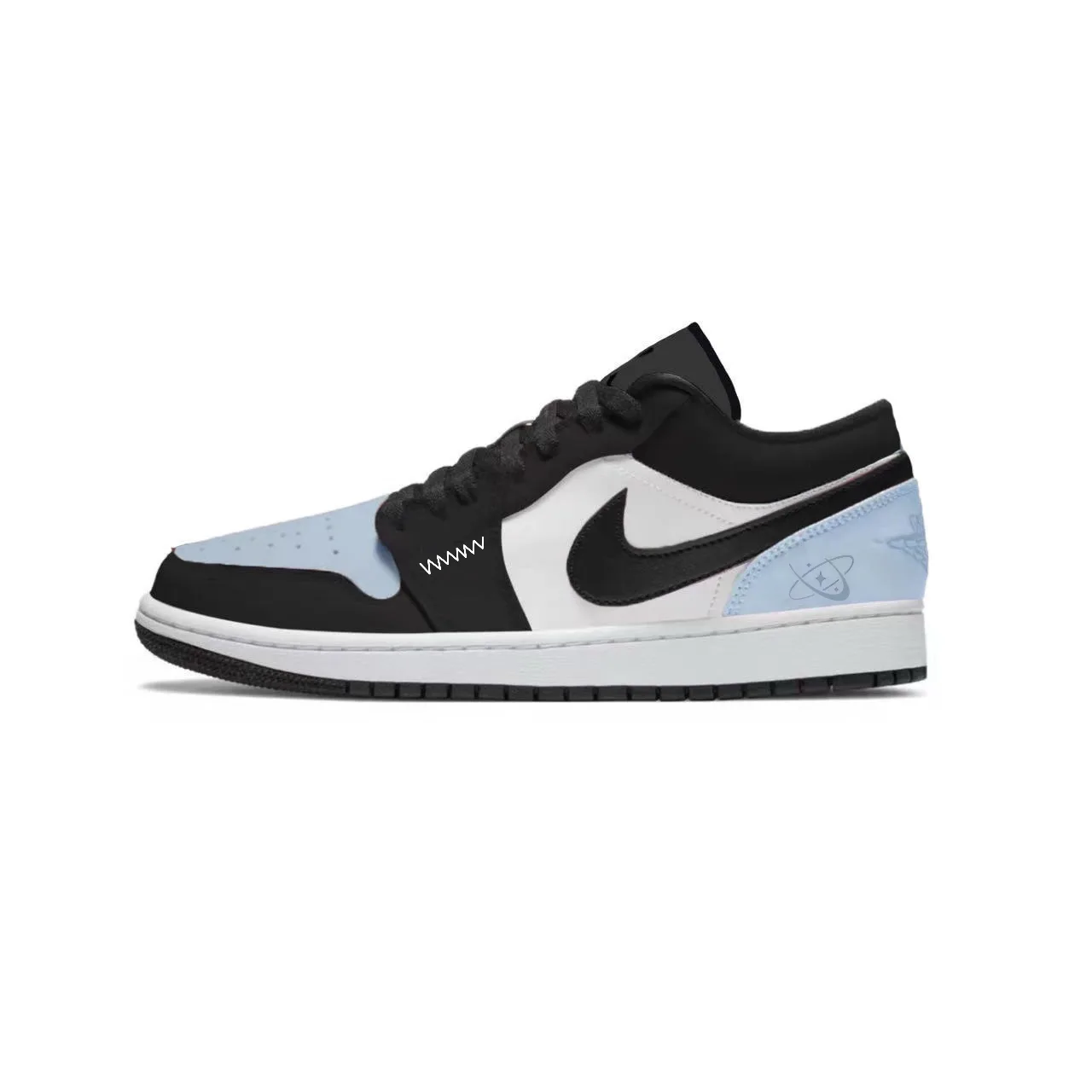 Jordan Кроссовки Air 1 Black Blue Toe кожаные нескользящие износостойкие низкие — фото 3