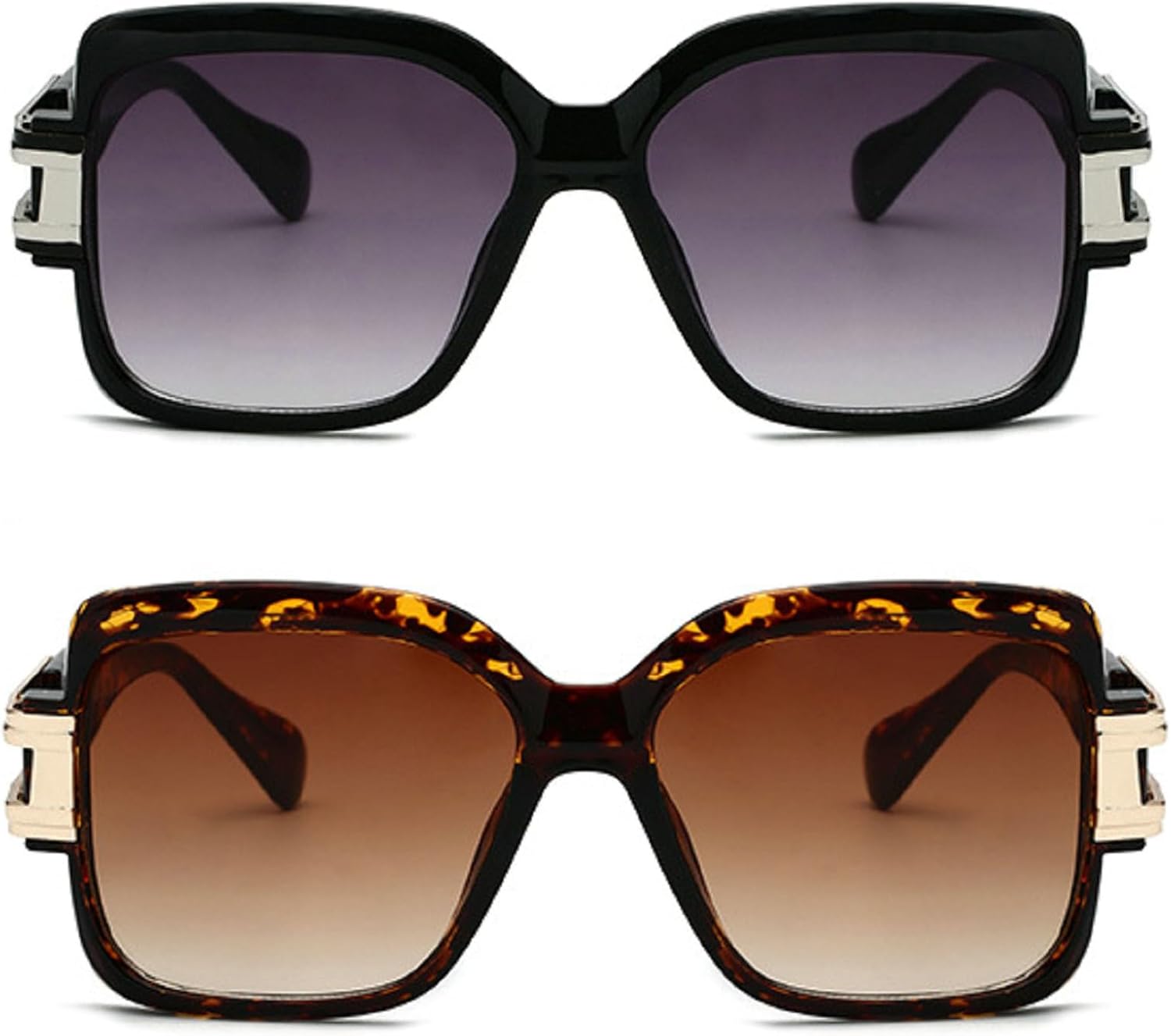 

Ретро-солнцезащитные очки-пилот большого квадратного размера для женщин и мужчин, модные роскошные солнцезащитные очки с леопардовым принтом, трендовые очки с защитой от УФ-излучения UV400 mincl, 2pcs-black&leopard