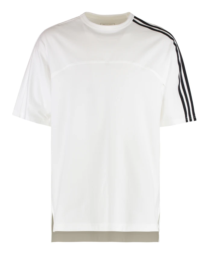 

Хлопковая футболка с круглым вырезом и боковыми разрезами. Y-3, белый